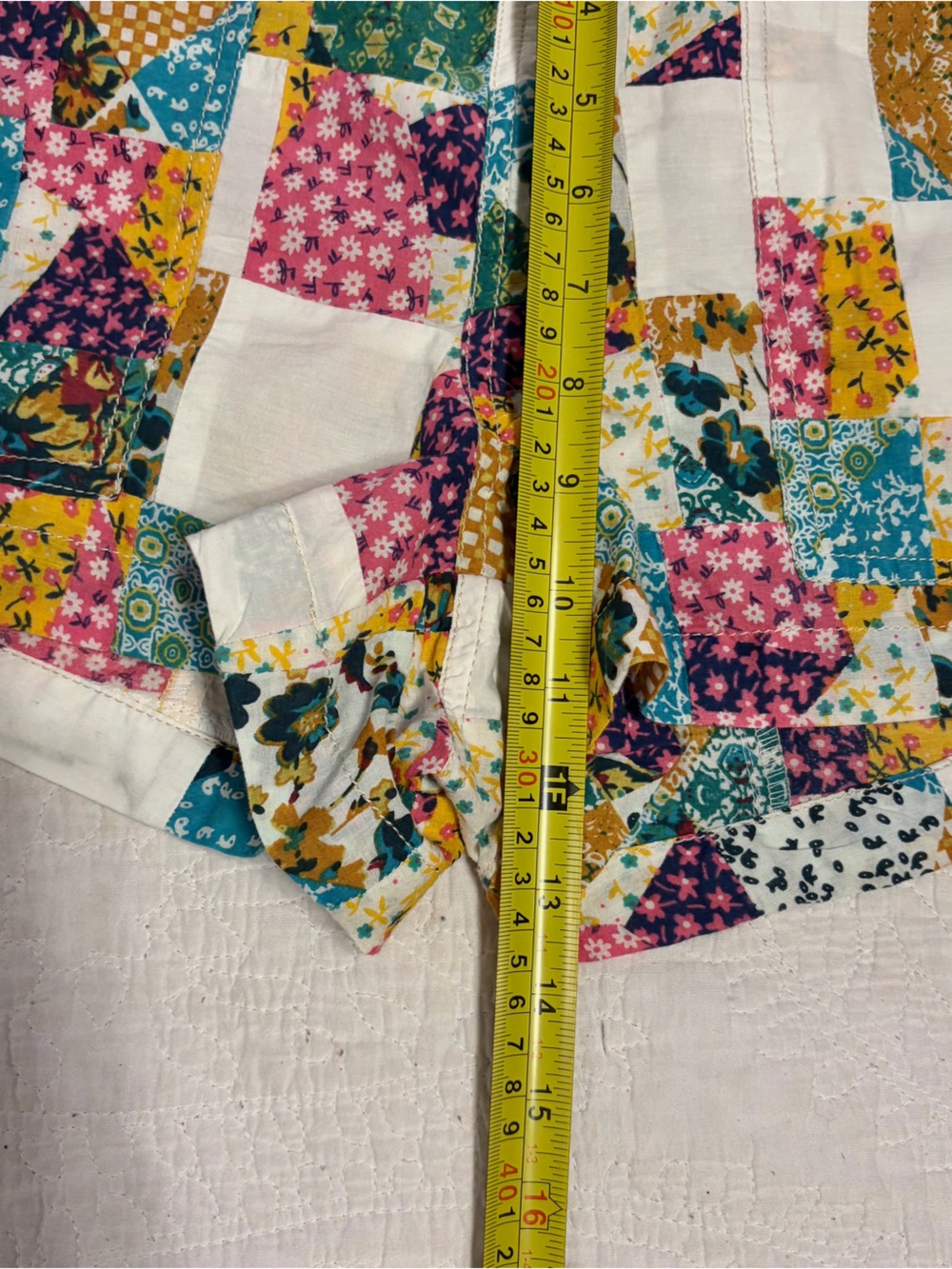 Pilcro Knit Patchwork Floral Shorts in Teal, Mustard & Pink - Picture 7 of 8